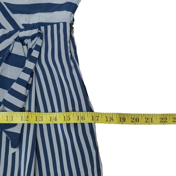 BCBGMAXAZRIA 100% silk stripes navy and taupe mini dress - Picture 5 of 11